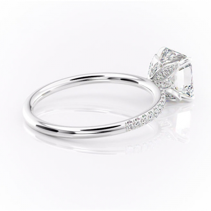 Inel de logodnă Topaz din aur Alb 14kt cu moissanite tăietură asscher – Montură pavé rafinată pentru profil înalt | Personalizează și configurează gratuit online [3]