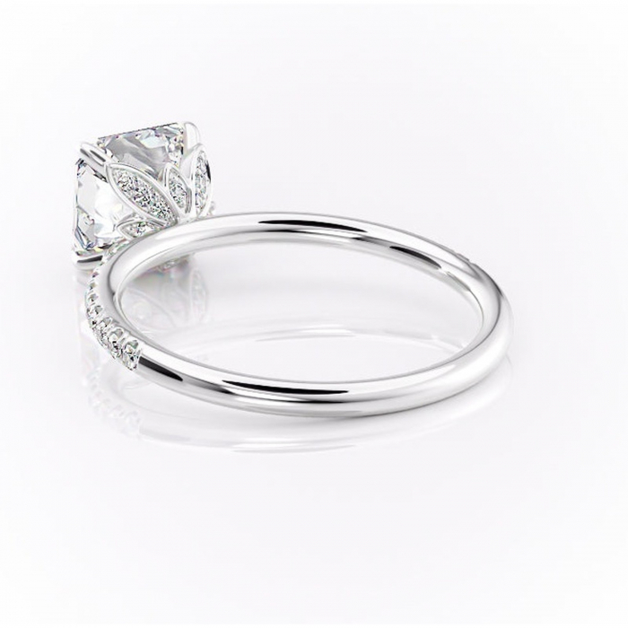 Inel de logodnă Topaz din aur Alb 14kt cu moissanite tăietură asscher – Montură pavé rafinată pentru profil înalt | Personalizează și configurează gratuit online [4]