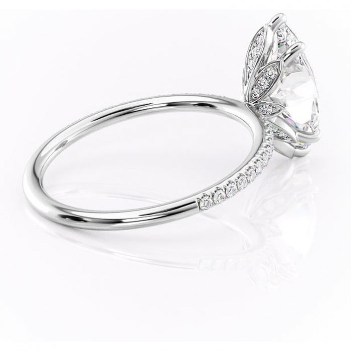 Inel de logodnă Topaz din aur Alb 14kt cu moissanite tăietură marquise – Montură pavé rafinată pentru profil înalt | Personalizează și configurează gratuit online [3]