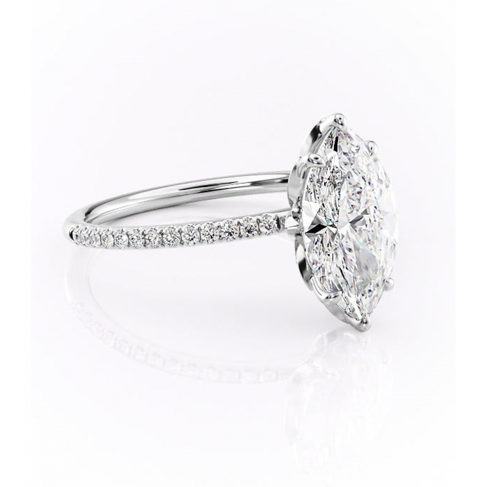 Inel de logodnă Topaz din aur Alb 14kt cu moissanite tăietură marquise – Montură pavé rafinată pentru profil înalt | Personalizează și configurează gratuit online [1]