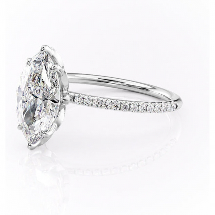 Inel de logodnă Topaz din aur Alb 14kt cu moissanite tăietură marquise – Montură pavé rafinată pentru profil înalt | Personalizează și configurează gratuit online [7]