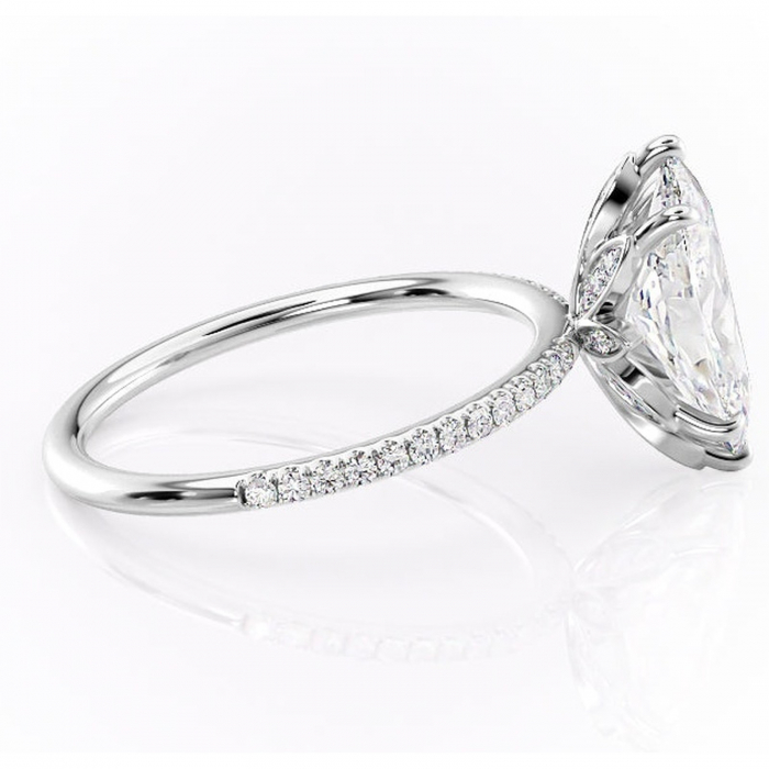 Inel de logodnă Topaz din aur Alb 14kt cu moissanite tăietură marquise – Montură pavé rafinată pentru profil înalt | Personalizează și configurează gratuit online [2]