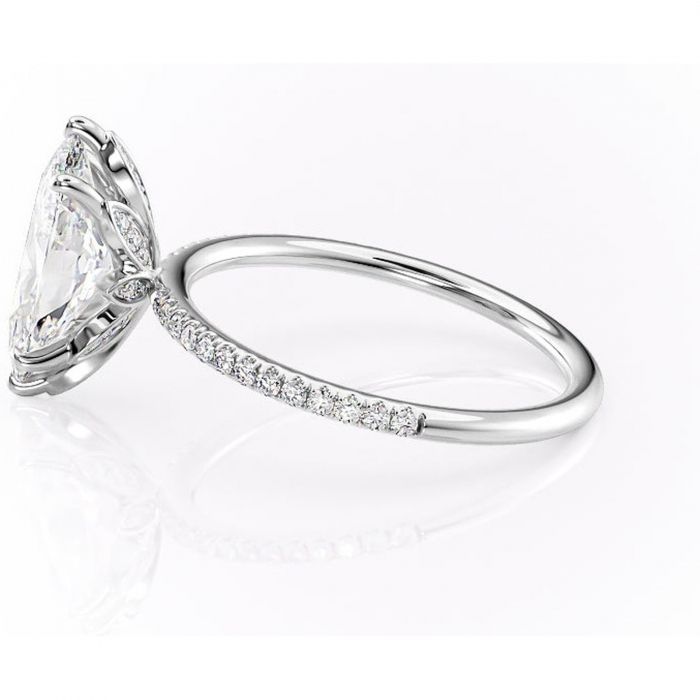 Inel de logodnă Topaz din aur Alb 14kt cu moissanite tăietură marquise – Montură pavé rafinată pentru profil înalt | Personalizează și configurează gratuit online [6]