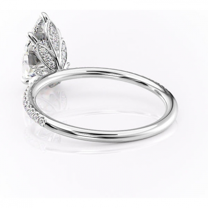 Inel de logodnă Topaz din aur Alb 14kt cu moissanite tăietură pară – Montură pavé rafinată pentru profil înalt | Personalizează și configurează gratuit online [4]