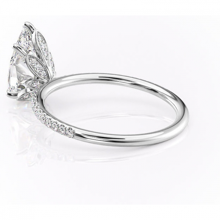 Inel de logodnă Topaz din aur Alb 14kt cu moissanite tăietură pară – Montură pavé rafinată pentru profil înalt | Personalizează și configurează gratuit online [5]