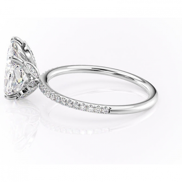 Inel de logodnă Topaz din aur Alb 14kt cu moissanite tăietură pară – Montură pavé rafinată pentru profil înalt | Personalizează și configurează gratuit online [6]