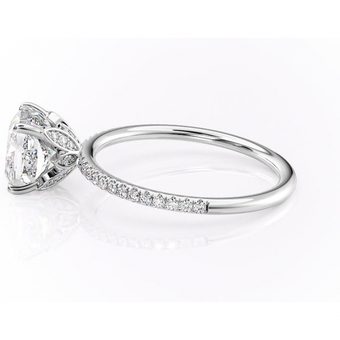 Inel de logodnă Topaz din aur Alb 14kt cu moissanite tăietură pernă – Montură pavé rafinată pentru profil înalt | Personalizează și configurează gratuit online [6]