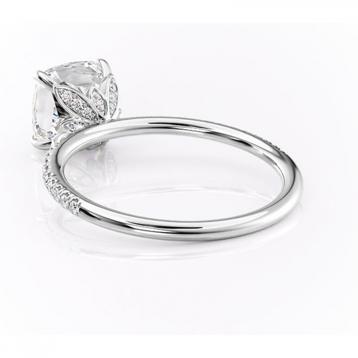 Inel de logodnă Topaz din aur Alb 14kt cu moissanite tăietură pernă – Montură pavé rafinată pentru profil înalt | Personalizează și configurează gratuit online [4]