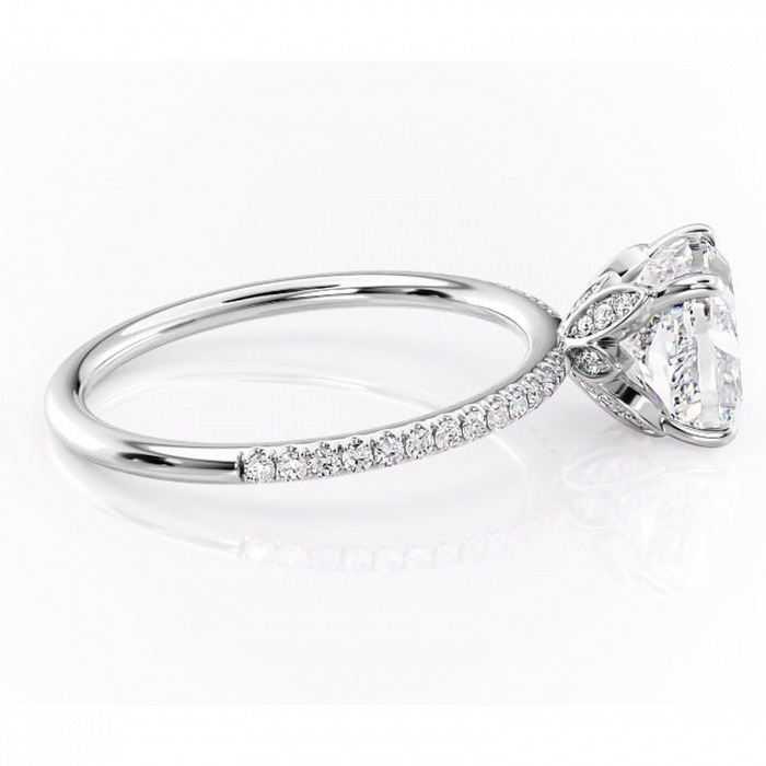 Inel de logodnă Topaz din aur Alb 14kt cu moissanite tăietură pernă – Montură pavé rafinată pentru profil înalt | Personalizează și configurează gratuit online [2]