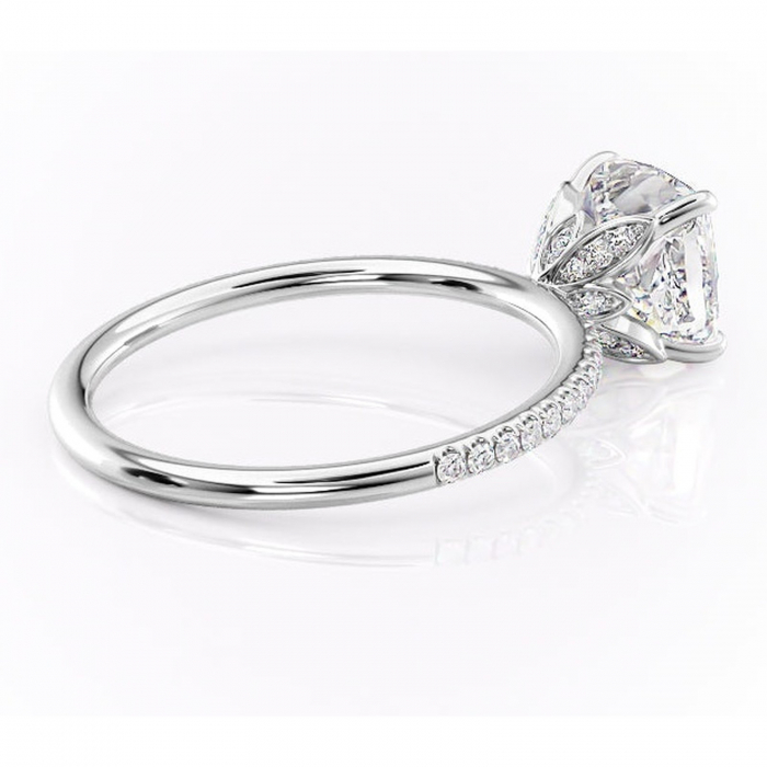 Inel de logodnă Topaz din aur Alb 14kt cu moissanite tăietură pernă – Montură pavé rafinată pentru profil înalt | Personalizează și configurează gratuit online [3]