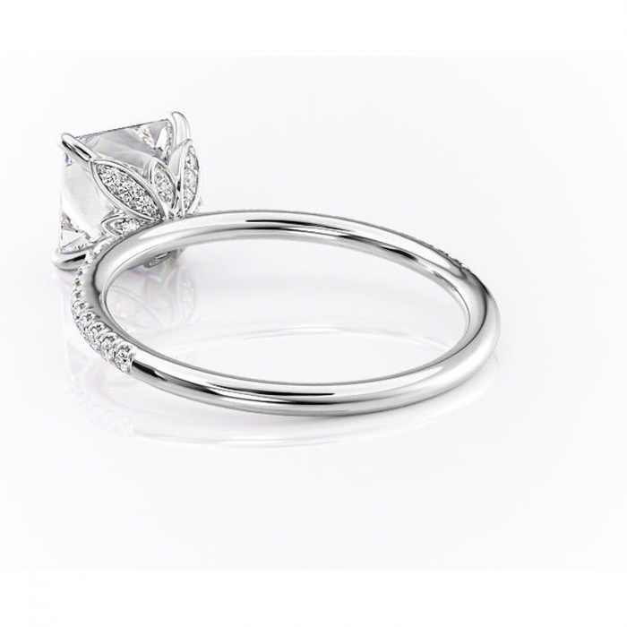 Inel de logodnă Topaz din aur Alb 14kt cu moissanite tăietură princess – Montură pavé rafinată pentru profil înalt | Personalizează și configurează gratuit online [4]