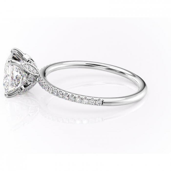 Inel de logodnă Topaz din aur Alb 14kt cu moissanite tăietură princess – Montură pavé rafinată pentru profil înalt | Personalizează și configurează gratuit online [6]