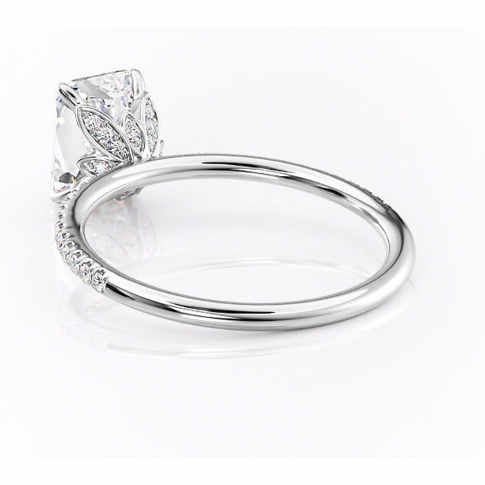 Inel de logodnă Topaz din aur Alb 14kt cu moissanite tăietură radiantă – Montură pavé rafinată pentru profil înalt | Personalizează și configurează gratuit online [4]