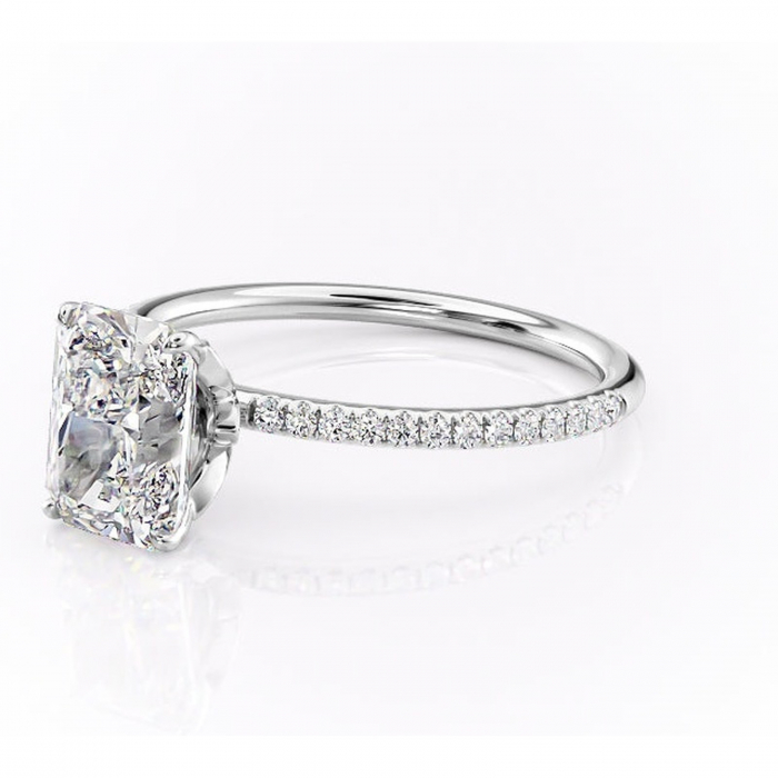 Inel de logodnă Topaz din aur Alb 14kt cu moissanite tăietură radiantă – Montură pavé rafinată pentru profil înalt | Personalizează și configurează gratuit online [7]