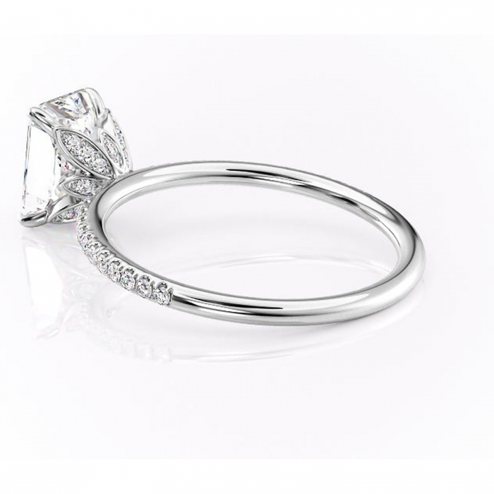 Inel de logodnă Topaz din aur Alb 14kt cu moissanite tăietură radiantă – Montură pavé rafinată pentru profil înalt | Personalizează și configurează gratuit online [5]