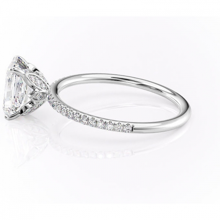 Inel de logodnă Topaz din aur Alb 14kt cu moissanite tăietură radiantă – Montură pavé rafinată pentru profil înalt | Personalizează și configurează gratuit online [6]