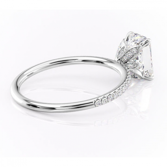 Inel de logodnă Topaz din aur Alb 14kt cu moissanite tăietură radiantă – Montură pavé rafinată pentru profil înalt | Personalizează și configurează gratuit online [3]