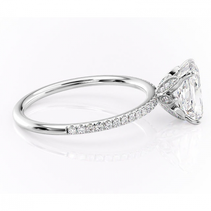 Inel de logodnă Topaz din aur Alb 14kt cu moissanite tăietură radiantă – Montură pavé rafinată pentru profil înalt | Personalizează și configurează gratuit online [2]