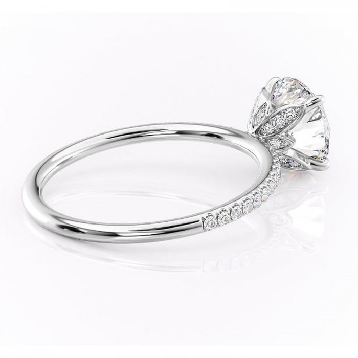 Inel de logodnă Topaz din aur Alb 14kt cu moissanite tăietură rotundă – Montură pavé rafinată pentru profil înalt | Personalizează și configurează gratuit online [3]