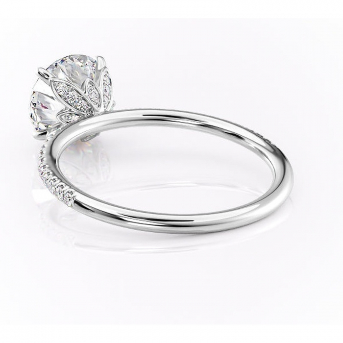 Inel de logodnă Topaz din aur Alb 14kt cu moissanite tăietură rotundă – Montură pavé rafinată pentru profil înalt | Personalizează și configurează gratuit online [4]