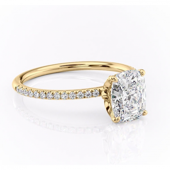 Inel de logodnă Topaz din aur Galben 14kt cu moissanite tăietură asscher – Montură pavé rafinată pentru profil înalt | Personalizează și configurează gratuit online [1]