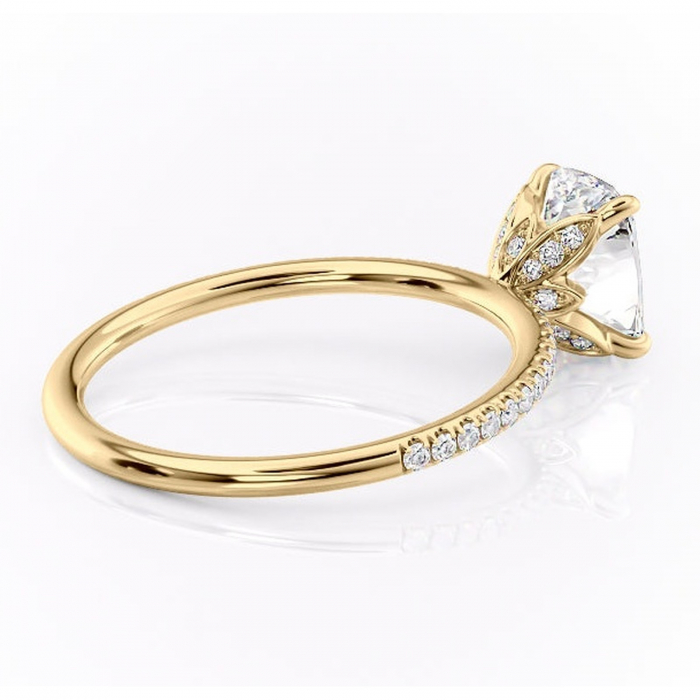 Inel de logodnă Topaz din aur Galben 14kt cu moissanite tăietură asscher – Montură pavé rafinată pentru profil înalt | Personalizează și configurează gratuit online [3]