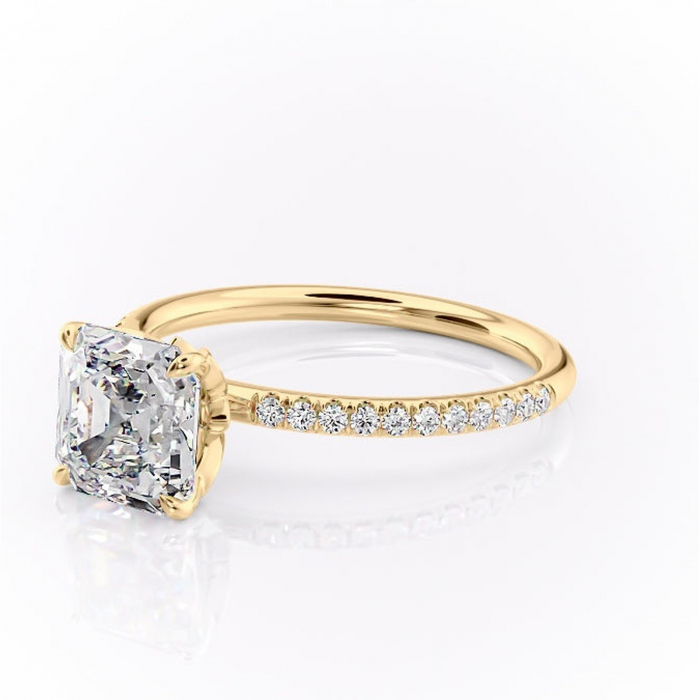 Inel de logodnă Topaz din aur Galben 14kt cu moissanite tăietură asscher – Montură pavé rafinată pentru profil înalt | Personalizează și configurează gratuit online [7]