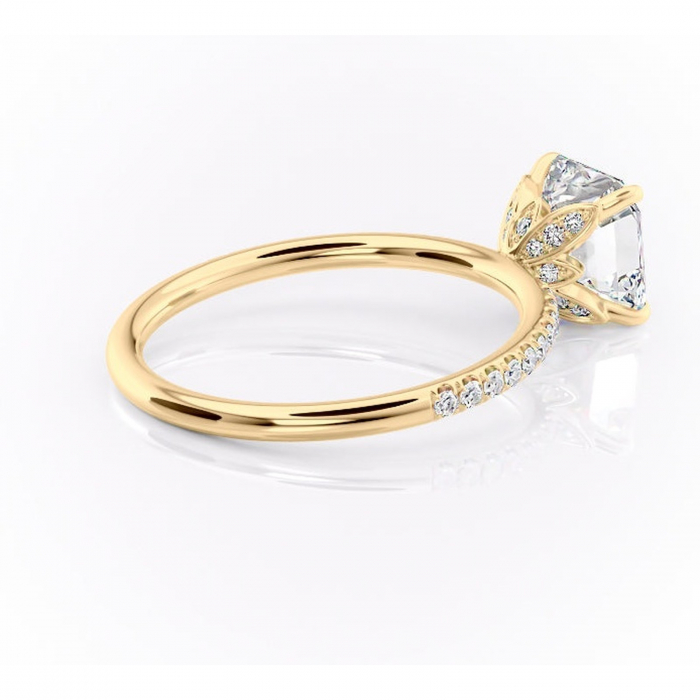 Inel de logodnă Topaz din aur Galben 14kt cu moissanite tăietură asscher – Montură pavé rafinată pentru profil înalt | Personalizează și configurează gratuit online [3]