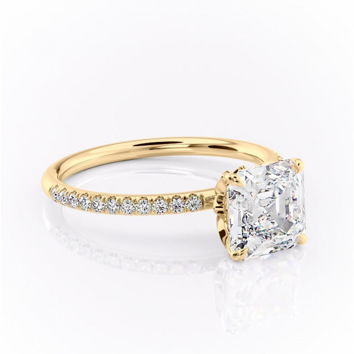 Inel de logodnă Topaz din aur Galben 14kt cu moissanite tăietură asscher – Montură pavé rafinată pentru profil înalt | Personalizează și configurează gratuit online [1]