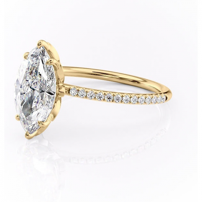 Inel de logodnă Topaz din aur Galben 14kt cu moissanite tăietură marquise – Montură pavé rafinată pentru profil înalt | Personalizează și configurează gratuit online [7]