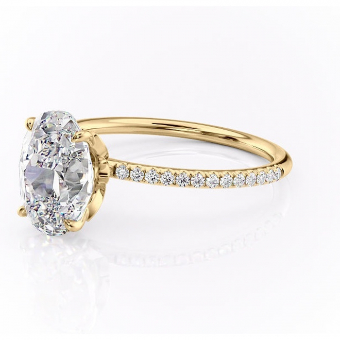 Inel de logodnă Topaz din aur Galben 14kt cu moissanite tăietură ovală – Montură pavé rafinată pentru profil înalt | Personalizează și configurează gratuit online [7]