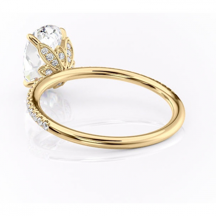 Inel de logodnă Topaz din aur Galben 14kt cu moissanite tăietură ovală – Montură pavé rafinată pentru profil înalt | Personalizează și configurează gratuit online [4]