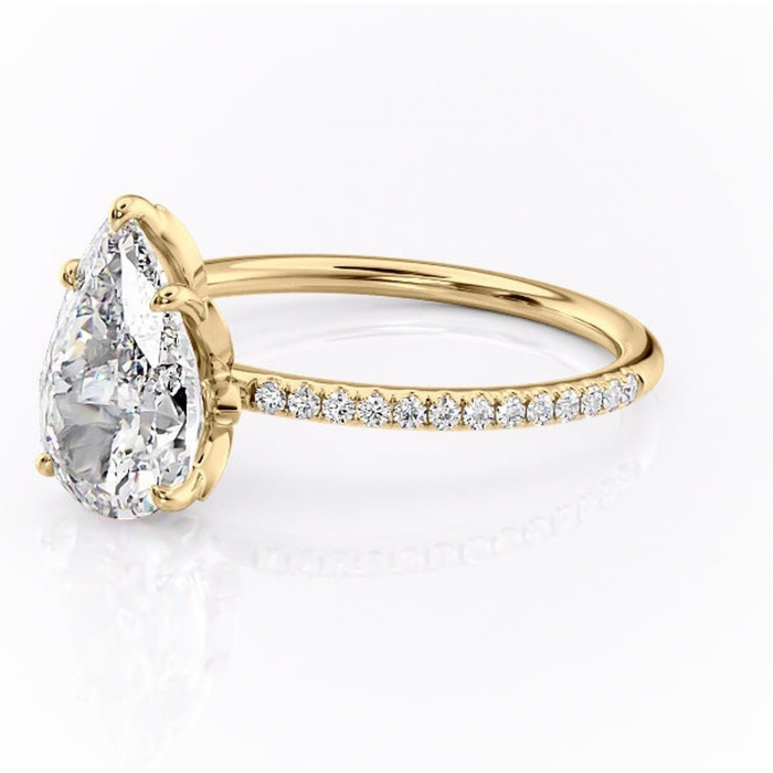 Inel de logodnă Topaz din aur Galben 14kt cu moissanite tăietură pară – Montură pavé rafinată pentru profil înalt | Personalizează și configurează gratuit online [7]