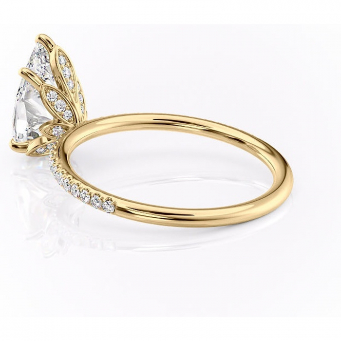 Inel de logodnă Topaz din aur Galben 14kt cu moissanite tăietură pară – Montură pavé rafinată pentru profil înalt | Personalizează și configurează gratuit online [5]