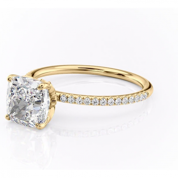 Inel de logodnă Topaz din aur Galben 18kt cu moissanite tăietură pernă – Montură pavé rafinată pentru profil înalt | Personalizează și configurează gratuit online [7]