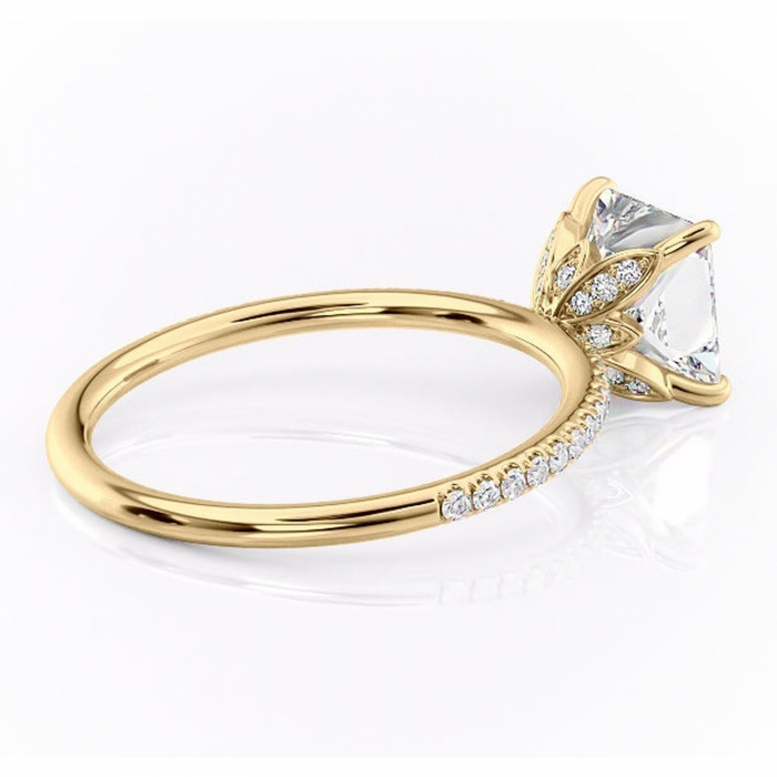 Inel de logodnă Topaz din aur Galben 14kt cu moissanite tăietură princess – Montură pavé rafinată pentru profil înalt | Personalizează și configurează gratuit online [3]