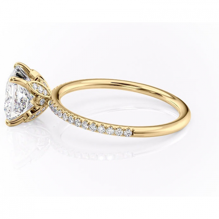 Inel de logodnă Topaz din aur Galben 14kt cu moissanite tăietură princess – Montură pavé rafinată pentru profil înalt | Personalizează și configurează gratuit online [6]