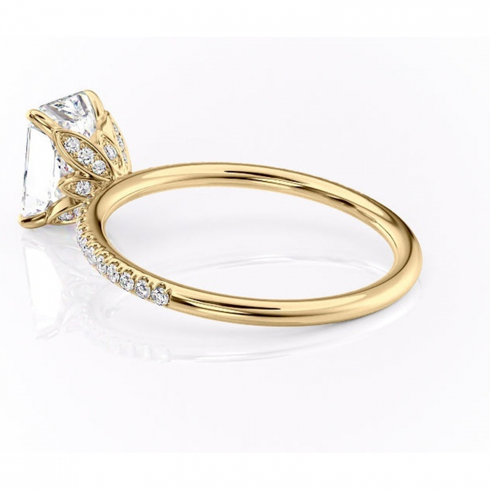 Inel de logodnă Topaz din aur Galben 14kt cu moissanite tăietură radiantă – Montură pavé rafinată pentru profil înalt | Personalizează și configurează gratuit online [5]