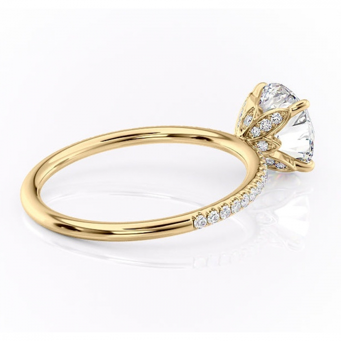 Inel de logodnă Topaz din aur Galben 14kt cu moissanite tăietură rotundă – Montură pavé rafinată pentru profil înalt | Personalizează și configurează gratuit online [3]