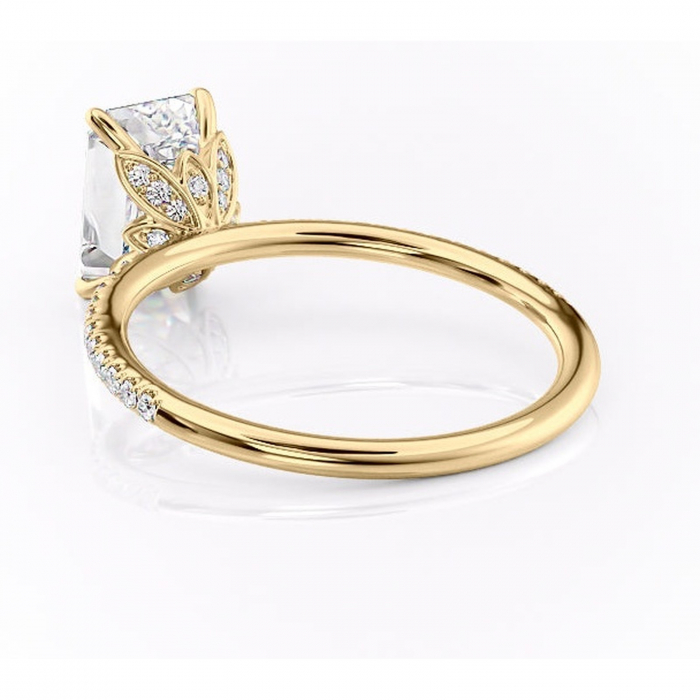 Inel de logodnă Topaz din aur Galben 14kt cu moissanite tăietură smarald – Montură pavé rafinată pentru profil înalt | Personalizează și configurează gratuit online [4]