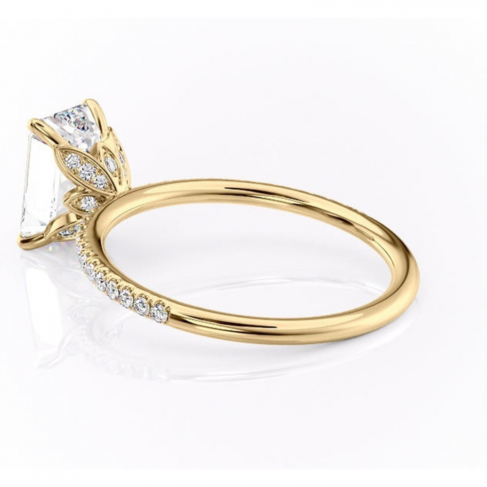 Inel de logodnă Topaz din aur Galben 14kt cu moissanite tăietură smarald – Montură pavé rafinată pentru profil înalt | Personalizează și configurează gratuit online [5]