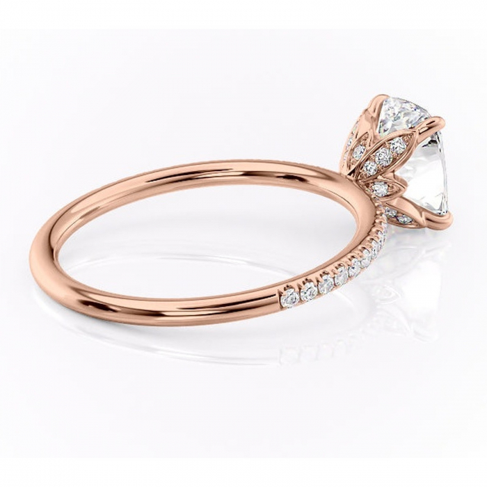 Inel de logodnă Topaz din aur Rose 14kt cu moissanite tăietură asscher – Montură pavé rafinată pentru profil înalt | Personalizează și configurează gratuit online [3]
