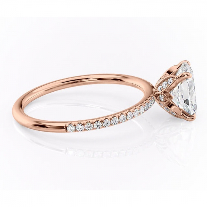 Inel de logodnă Topaz din aur Rose 14kt cu moissanite tăietură asscher – Montură pavé rafinată pentru profil înalt | Personalizează și configurează gratuit online [2]