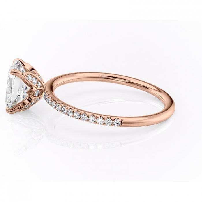 Inel de logodnă Topaz din aur Rose 14kt cu moissanite tăietură asscher – Montură pavé rafinată pentru profil înalt | Personalizează și configurează gratuit online [6]
