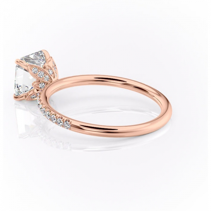 Inel de logodnă Topaz din aur Rose 18kt cu moissanite tăietură asscher – Montură pavé rafinată pentru profil înalt | Personalizează și configurează gratuit online [5]