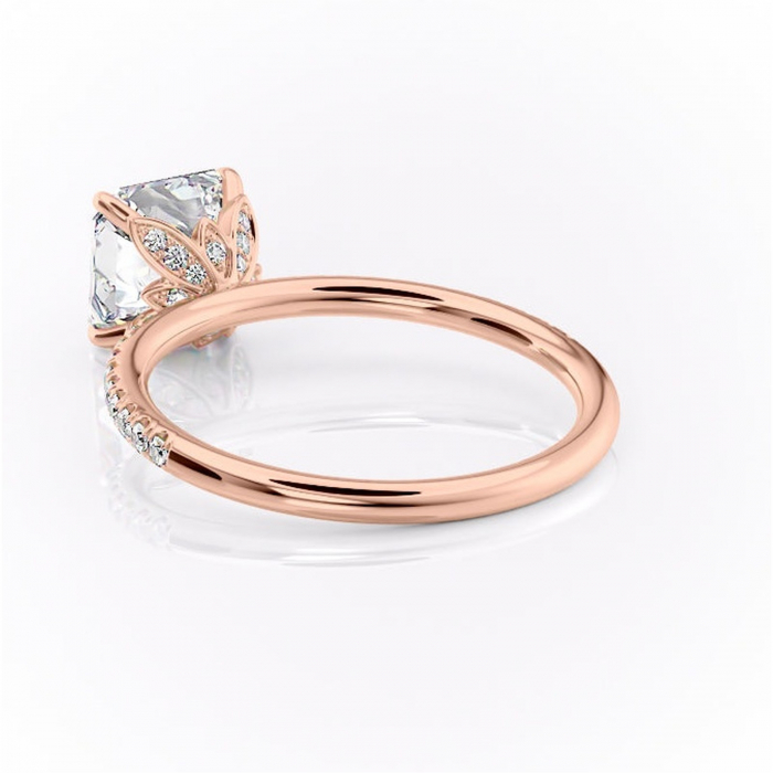 Inel de logodnă Topaz din aur Rose 18kt cu moissanite tăietură asscher – Montură pavé rafinată pentru profil înalt | Personalizează și configurează gratuit online [4]