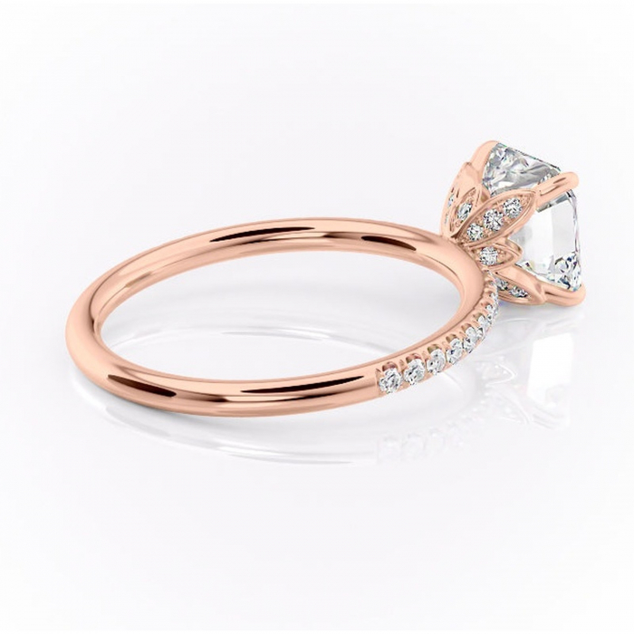 Inel de logodnă Topaz din aur Rose 18kt cu moissanite tăietură asscher – Montură pavé rafinată pentru profil înalt | Personalizează și configurează gratuit online [3]