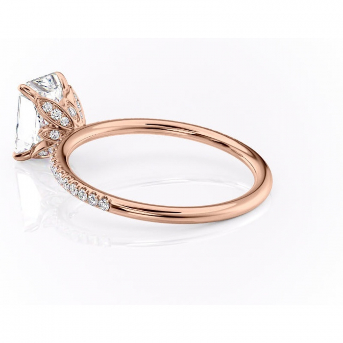 Inel de logodnă Topaz din aur Rose 18kt cu moissanite tăietură radiantă – Montură pavé rafinată pentru profil înalt | Personalizează și configurează gratuit online [5]
