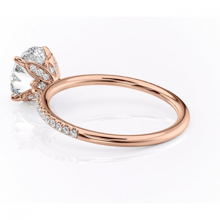 Inel de logodnă Topaz din aur Rose 14kt cu moissanite tăietură rotundă – Montură pavé rafinată pentru profil înalt | Personalizează și configurează gratuit online [5]