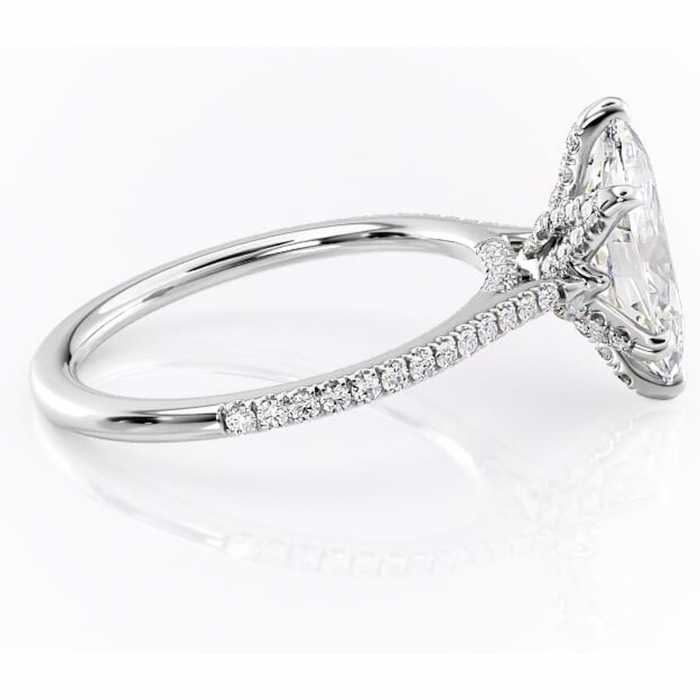 Inel de logodnă Tove din aur Alb 14kt cu moissanite tăietură marquise – Montură pavé rafinată pentru profil înalt | Personalizează și configurează gratuit online [2]